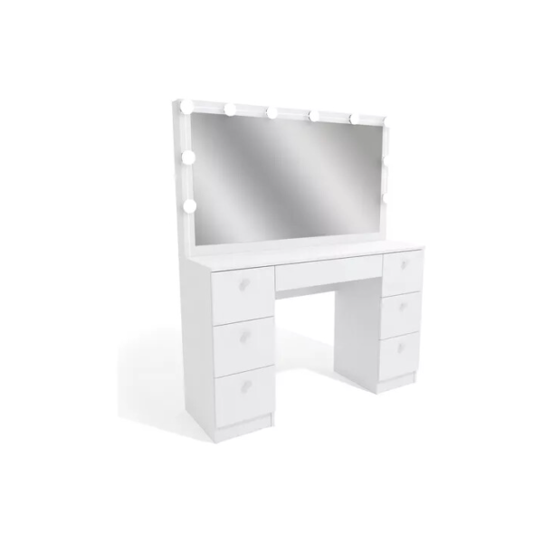 Penteadeira Ditália Pe80 Com Kit Luz Branco Cor Branco