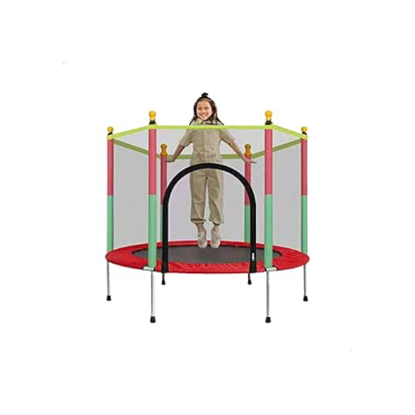 Cama Elástica Pula Pula Trampolim Infantil Colorida Criança Playground Rede com Zíper 1,4m