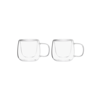 Par De Xícaras 80 ml Café Parede Dupla Vidro Borossilicato