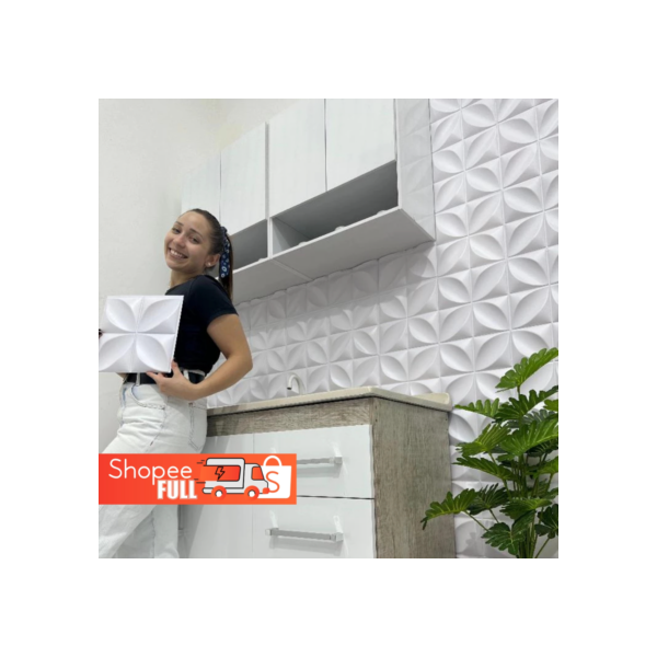 Kit 30 Placas PVC 3D Revestimento de Parede Decorativa 25x25 cm
