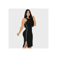 Vestido Midi Canelado Premium Regata Casual Básico Modelador