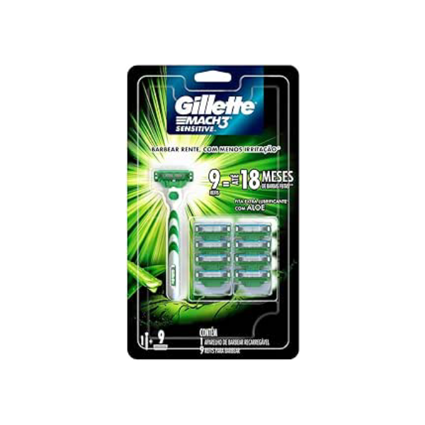 Gillette Aparelho De Barbear Mach3 Sensitive + 9 Cargas