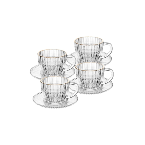 4 Xícaras de Café Wolff Imperatriz de Cristal Fio de Ouro