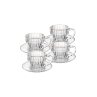 4 Xícaras de Café Wolff Imperatriz de Cristal Fio de Ouro