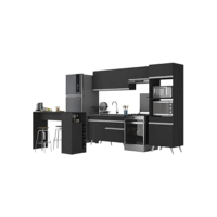Armário de Cozinha com Bancada/mesa Gourmet Veneza Multimóveis Mp2174 Preto/branco