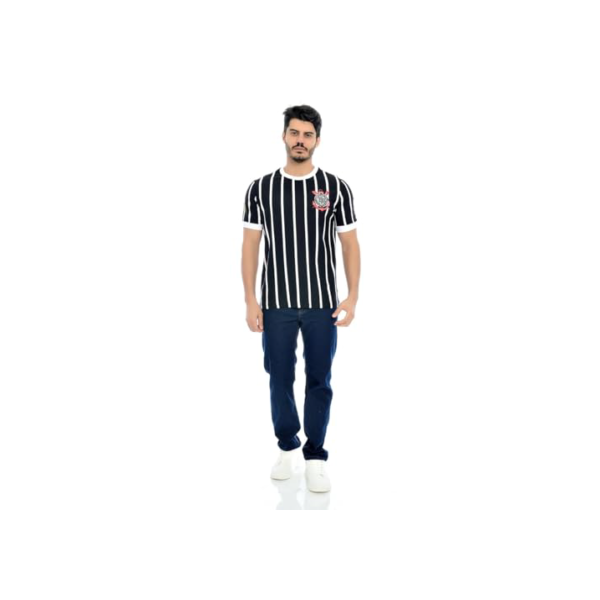 Camisa Corinthians Listrada Retrô Democracia, Masculina, Preta, M
