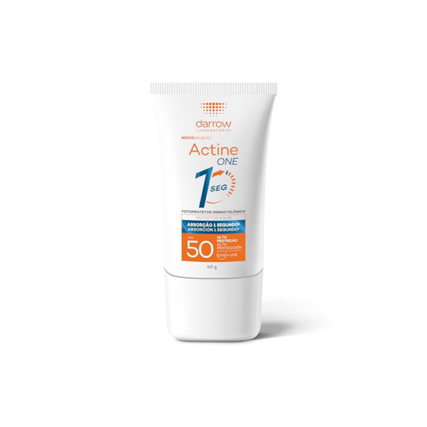 Darrow Actine One Protetor Solar Facial FPS50 Sem Cor com Tecnologia One e Ácido Hialurônico Biomimético que Hidrata, Tem Absorção em 1 Segundo e Acabamento Invisível, 40g