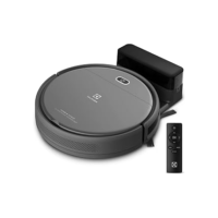 Aspirador de po robo Electrolux 2h20min controle remoto base carregamento bateria longa duração automatico varre aspira passa pano ERB30 bivolt preto sensor antiqueda