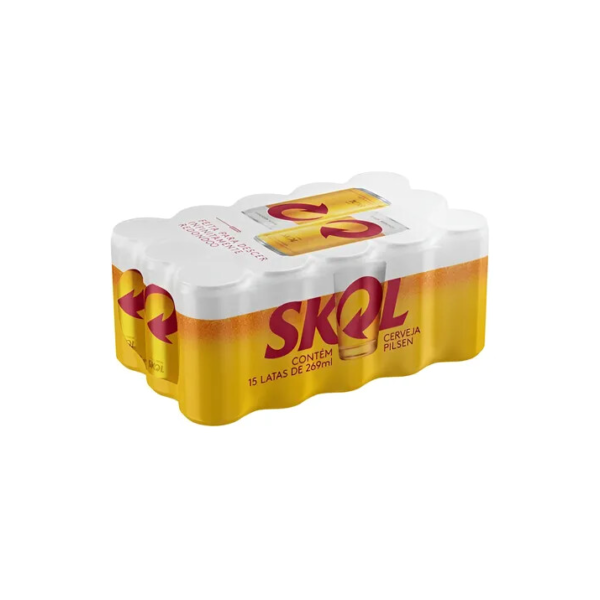 Cerveja Skol Pilsenloira lata 269ml 15 u