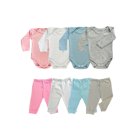 kit 4 peças mijão calça e body manga longa infantil bebe masculino e feminino