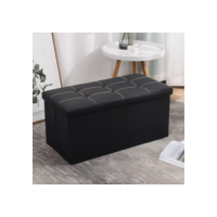 Puff Baú pé de cama 90 cm no Sued Capitone (porta objetos e brinquedos)