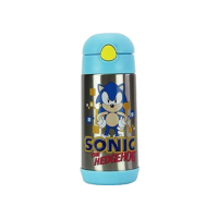 Garrafa Térmica Infantil do Sonic com Canudo Silicone trava de Segurança Azul 350ml