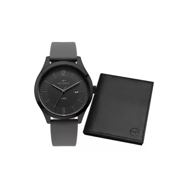 Kit Technos Masculino Steel Preto - 2115mou/k2p