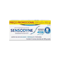 Sensodyne Creme Dental Repair e Protect com Flúor, Reparação Profunda, Alívio da Sensibilidade, 2 unidades, 100g cada