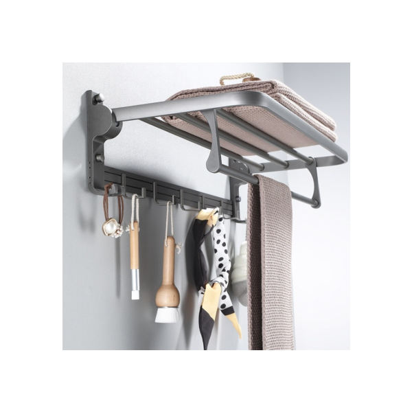 Toalheiro Dobrável Banheiro De Parede Porta Toalhas De Banho Dupla Camada 60cm -KODI-06044
