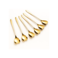 Kit Colher Coração Fofa para Cozinha Mesa Posta Douradas Café Sobremesa Chá Aço Inoxidável Kit Com 6 Colheres Coração