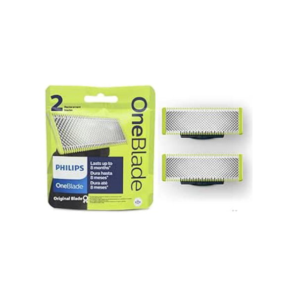 Lâminas de reposição originais Philips OneBlade, para barbeador e aparador elétrico OneBlade, aço inoxidável durável, raspar, aparar e contornar, pacote com 2, modelo QP220/51