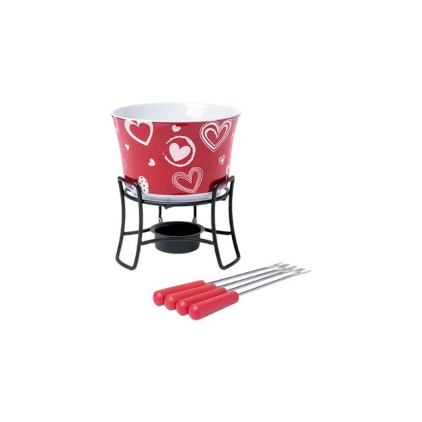 Aparelho de Fondue Cerâmica Brinox Vermelho - 6 Peças 1256/104
