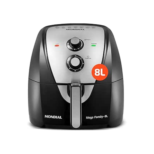 MONDIAL Fritadeira Sem Óleo Air Fryer 8L, Preto/Inox, 1900W, 220V - AFN-80-BI