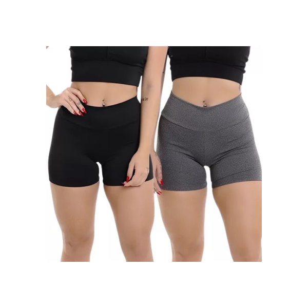 Kit 2 Short Legging Cintura Alta Suplex Feminino Fitness