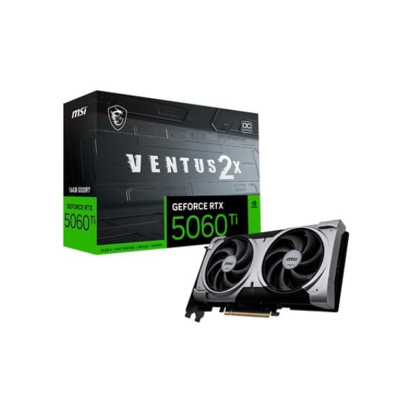 Placa de Vídeo MSI RTX 5060 Ti 16G VENTUS 2X OC PLUS NVIDIA GeForce, 16GB GDDR7, 2617 MHz, FP4 and DLSS 4, Ray Tracing - G506T-16V2CP