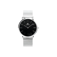 Relógio Minimalista Pulseira Prata Harlem Black Silver 40mm