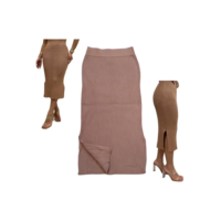 Saia Midi Feminino Fio Modal (Tricot) Elegante e Confortável para Todas as Estações - Tamanho Único (36 ao 46) (BR, Numérico, 36, 46, Regular, Regular, Nude)