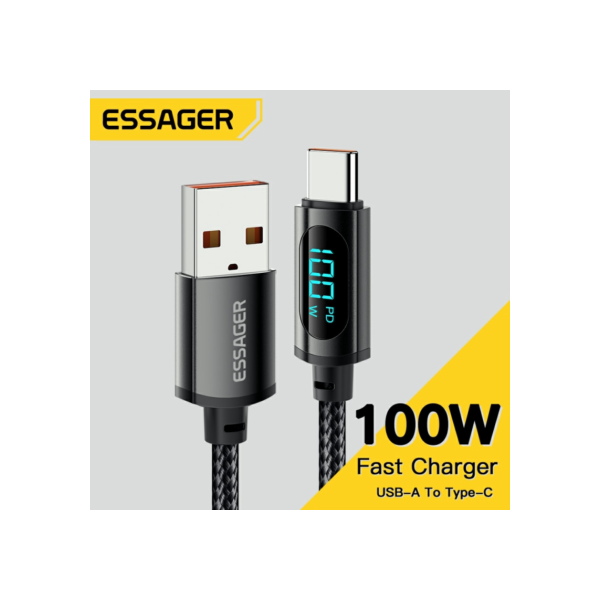 Essager-Cabo USB Tipo C para Carregamento Rápido, Cabo de Dados, Cabo de Fio, Huawei, Honor, Xiaomi, Samsung, Super Charge, 66W, 100W