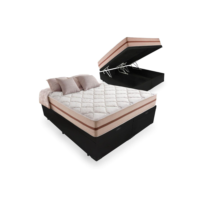 Cama Box Com Baú Super King + Colchão De Molas Ensacadas - Anjos - Classic - 193x203x68cm - Preto