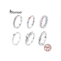 Bamoer 925 Silver Simple Ring Fashion Jewellery Para Meninas Femininas