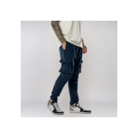 Calça Jogger Cargo Masculina Milimétrica Preta 4 Bolsos