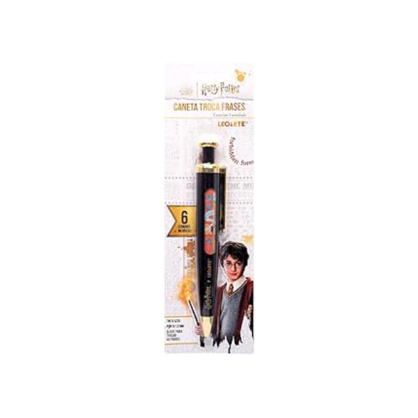 Caneta Esferográfica Troca Frases Harry Potter Blister C/1 Und Leoarte