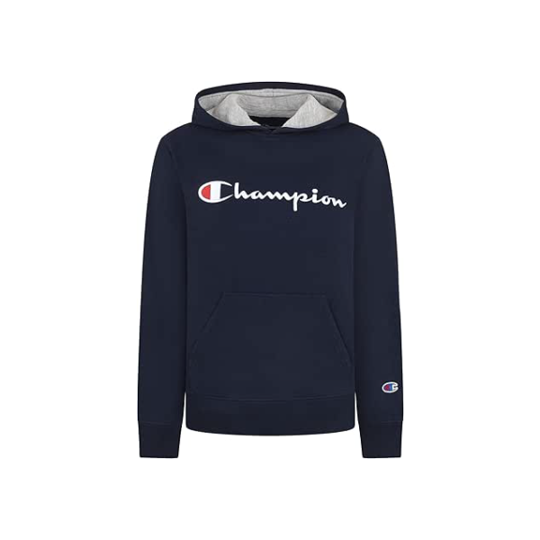 Champion Meninos Moletom Com Capuz Para De Lã Juvenil (Eua, Alpha, Médio, Regular, Azul Signature)