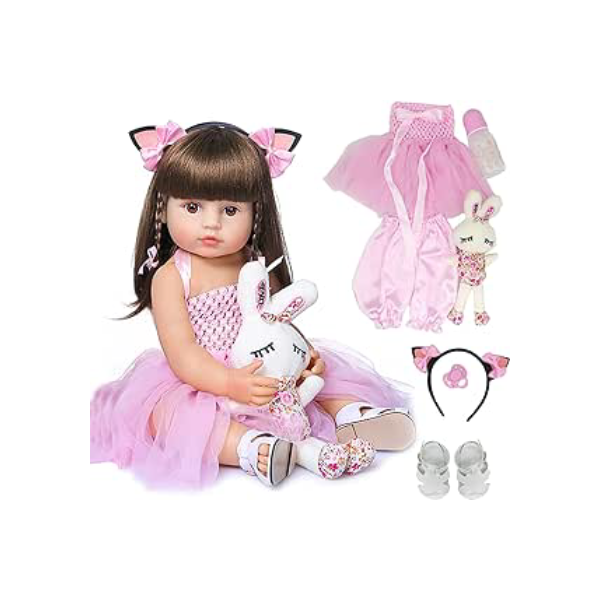 Brastoy Bebê Reborn Boneca Silicone Menina Original (55cm Menina Boneca)