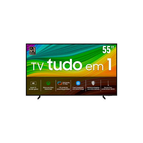 Smart TV 55" QLED 4K Samsung 55Q60D, Tecnologia de Pontos Quânticos, Design AirSlim, Gaming Hub, AI Energy Mode, Som em Movimento Virtual, Alexa