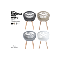 Conjunto 4 Cadeiras Web Pp Wood - Cores Diversas