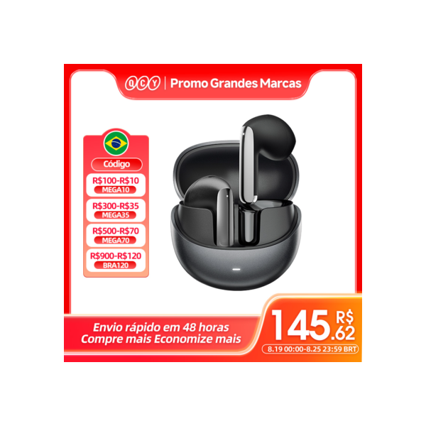 [R$100-R$10 Promo Code:MEGA10]QCY HT10 AilyBuds Pro+ ANC Fone de ouvido sem fio Hi-Res Audio com LDAC Bluetooth 5.3 Fones De Ouvido 6 Mic AI HD Chamada Conexão Multiponto