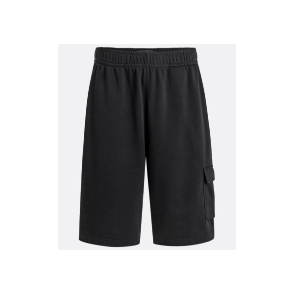 Bermuda Oversized em Moletom com Cós Elástico e Bolso Cargo Preto