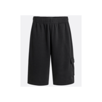 Bermuda Oversized em Moletom com Cós Elástico e Bolso Cargo Preto