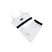 Conjunto Feminino Academia Suplex Poliamida Branco Top e Short Com Elástico Preto No Cós AVA Fitness