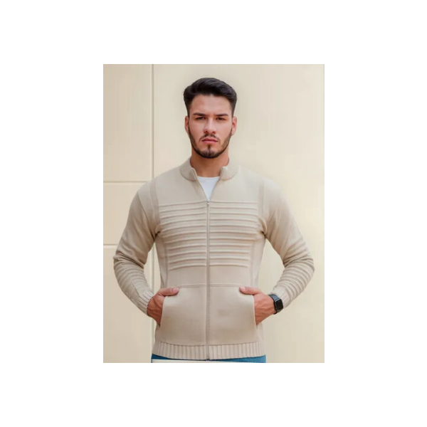 Casaco Sueter Masculino Lã Com Zíper Trico Blusa De Frio