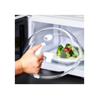 Tampa para Microondas com Alça Anti-Respingo Transparente com Válvula de Vapor – Protetor de Alimentos BPA Free | Tampa Universal Premium para Aquecer sem Sujeira –