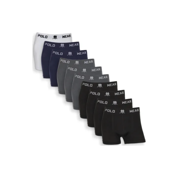Kit 10 Cuecas Boxer Polo Wear Masculina Sem Costura