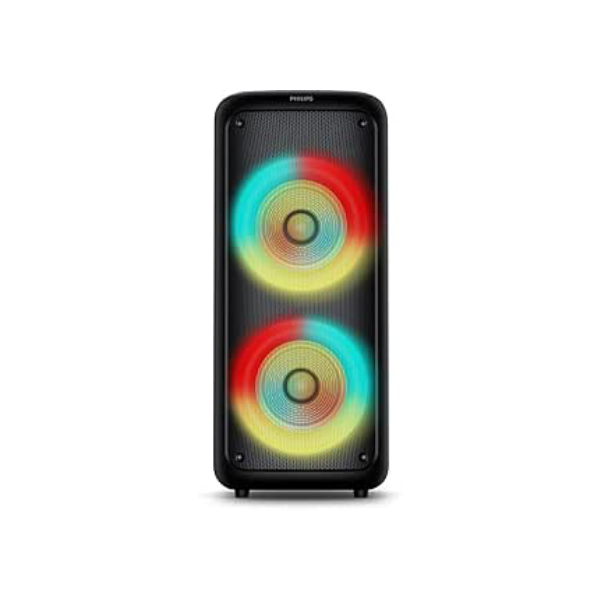 PHILIPS, Caixa de Som Bluetooth Party Speaker, TAX4000/78, com Luzes LED, entradas USB, Auxiliar, Microfone/Guitarra e Alça para Transporte