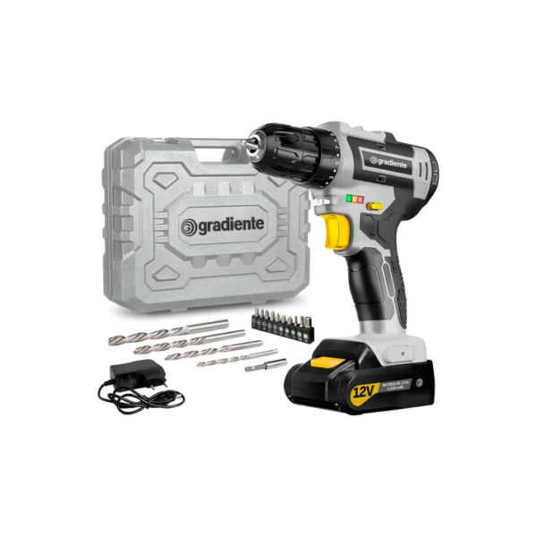 Parafusadeira Furadeira Gradiente GPB12V 3/8 a Bateria Cor Cinza Frequência 60Hz