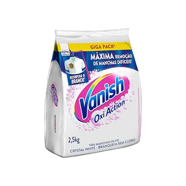 Vanish Tira Manchas Em Pó Crystal White Oxi Action 2 5Kg Para Roupas Brancas