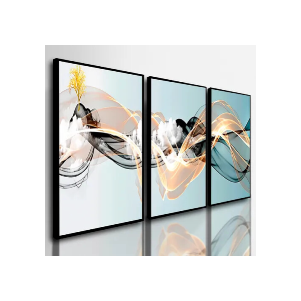 Quadros Decorativos Sala Abstrato Linha Gold Luxo Promoção