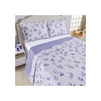 Kit Cobre Leito Colcha Casal Bouti 3 Peças Dupla Face Estampada Porta Travesseiro Aba Americana