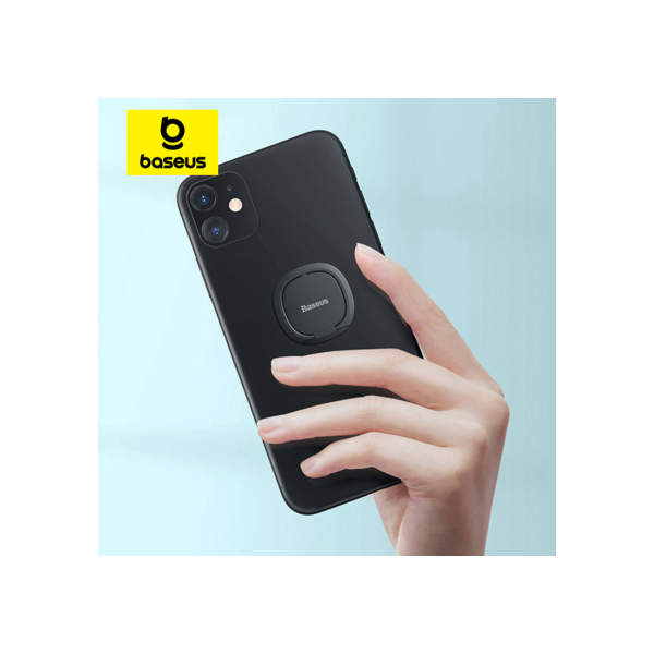 Baseus-suporte do anel do dedo para o telefone móvel, aperto do suporte, rotação de 360 graus, montagem magnética do carro, etiqueta traseira, suporte da almofada