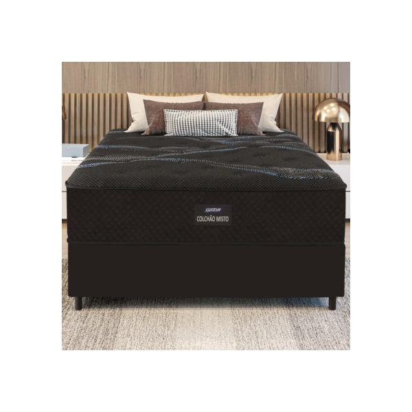 Cama Box Conjugado Casal com Colchão (138x70x188) Soft Firme II Gazin CR35320 Preto/Marrom